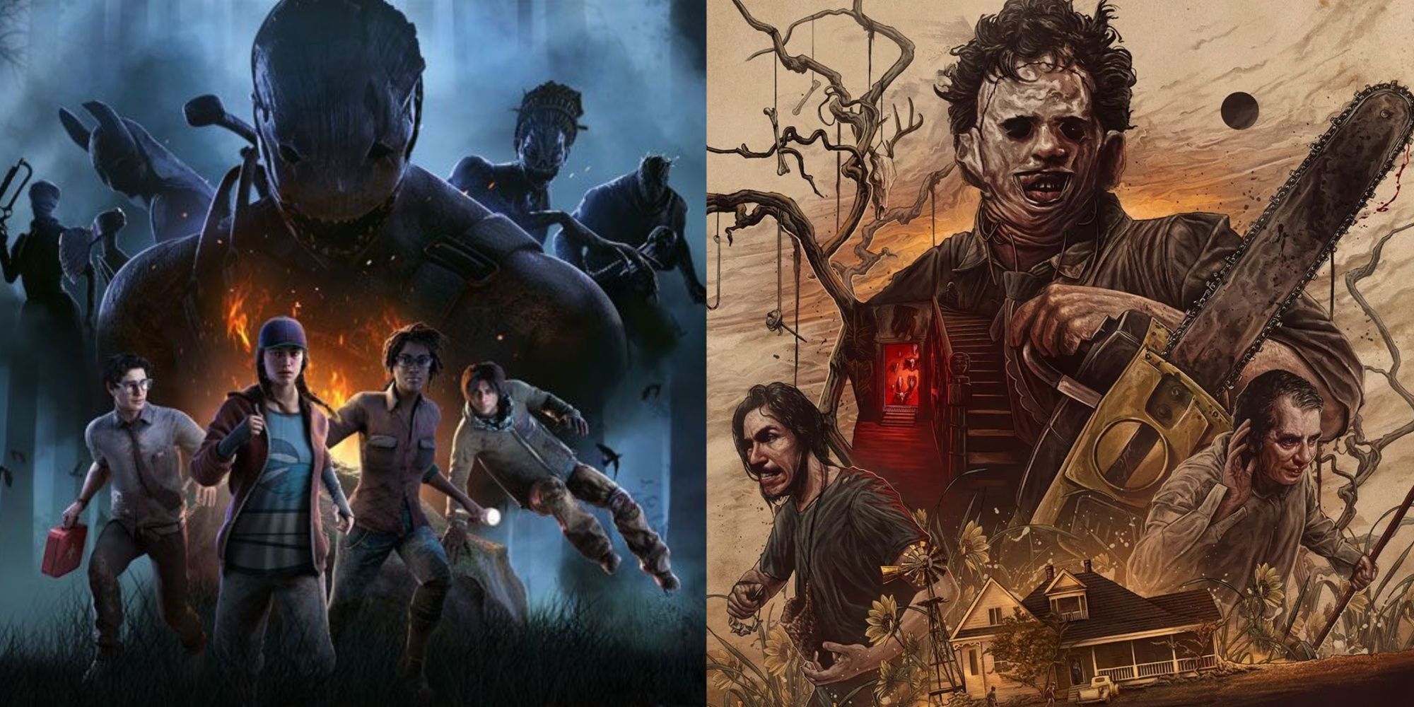 Dead By Daylight cover art and The Texas Chain Saw Massacre promotional art