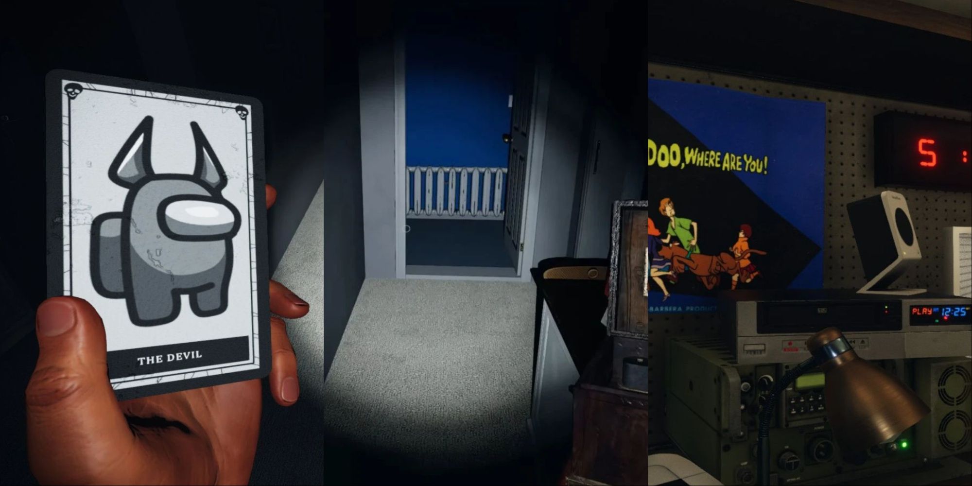A collage showing three different Phasmophobia mods.