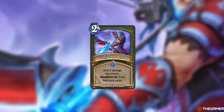 Conjured Arrow card and artwork in Hearthstone.