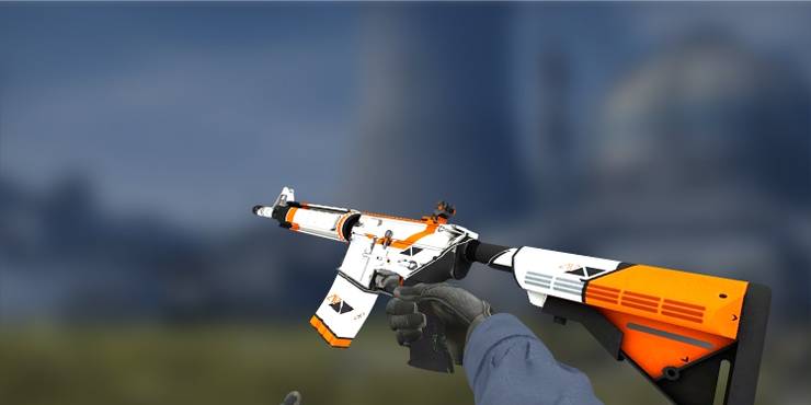 A player inspecting M4A1 Asiimov in CS:GO.