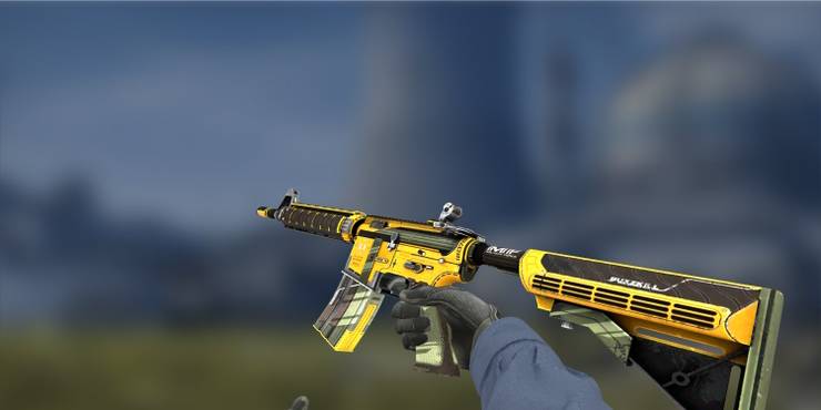 A player inspecting M4A1 Buzzkill in CS:GO.