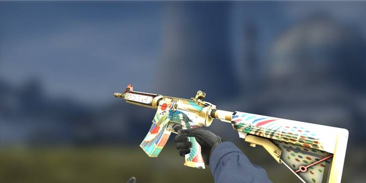 A player inspecting M4A1 Eye of Horus in CS:GO.