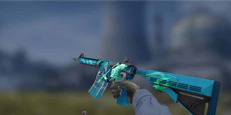 A player inspecting M4A1 Poseidon in CS:GO.