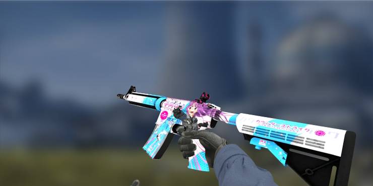 A player inspecting M4A1 Temukau in CS:GO.