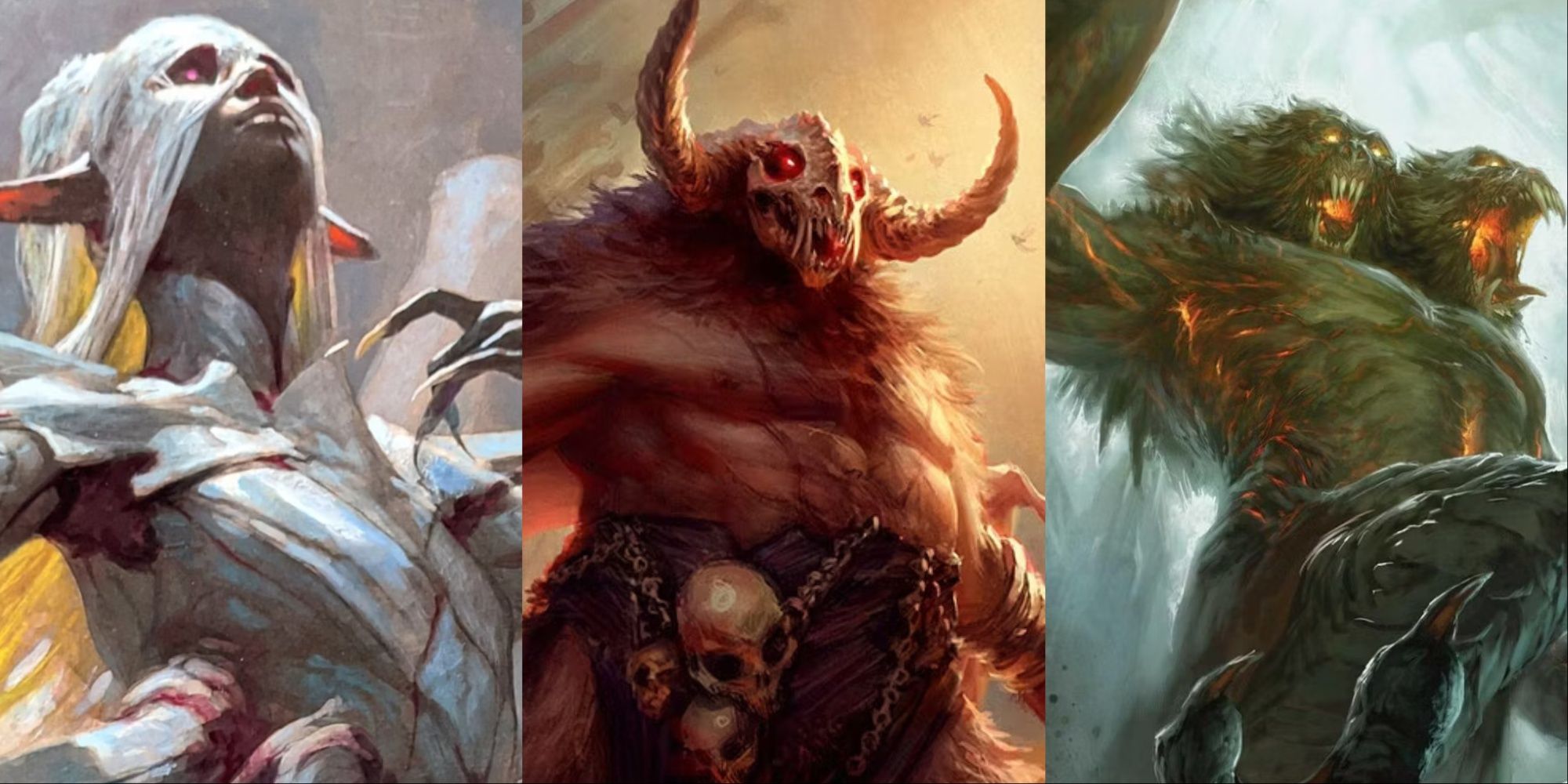 Collagenbild von Lolth, Orcus und Demogorgon, drei Dämonenlords aus Dungeons & Dragons