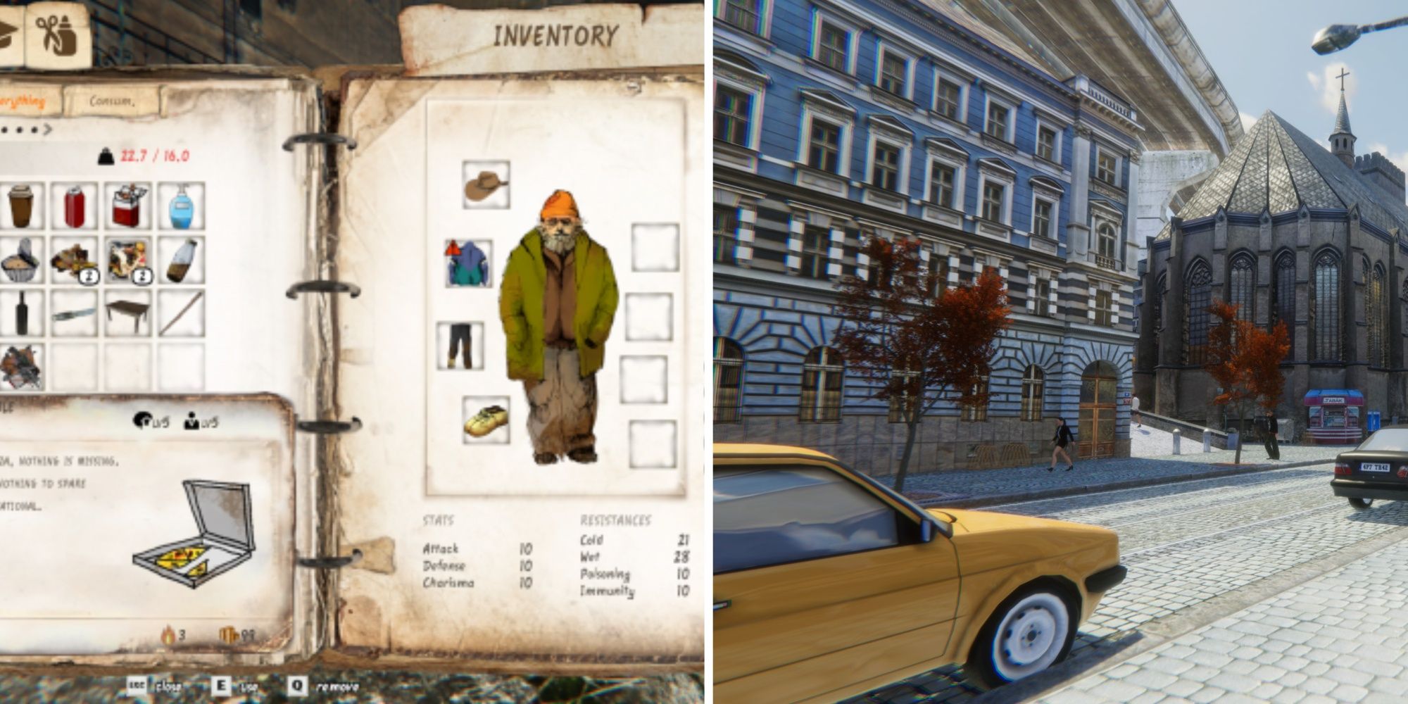 Gameplay And Inventory Image From Hobo Tough Life