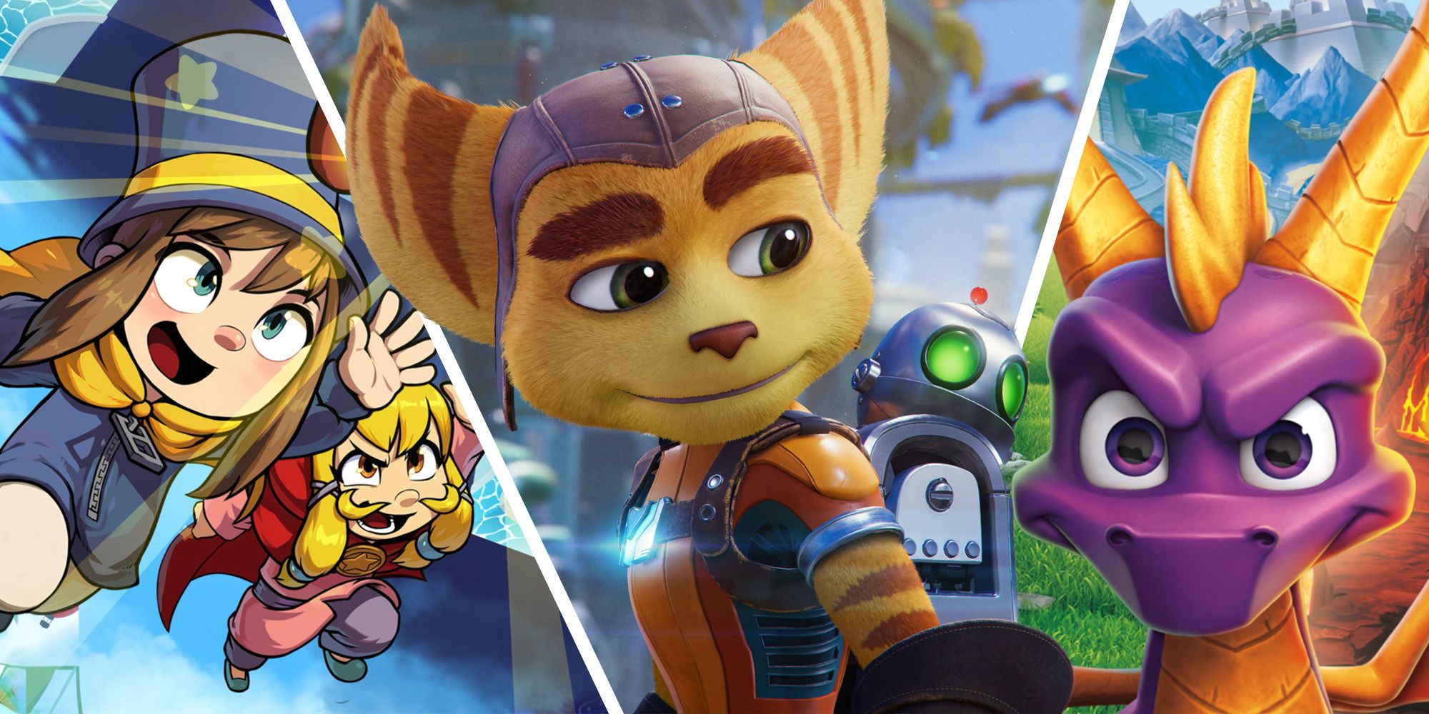Games Like Ratchet and Clank - Split Image Of A Hat In Time, Ratchet And Clank Rift Apart, And Spyro Reignited Trilogy
