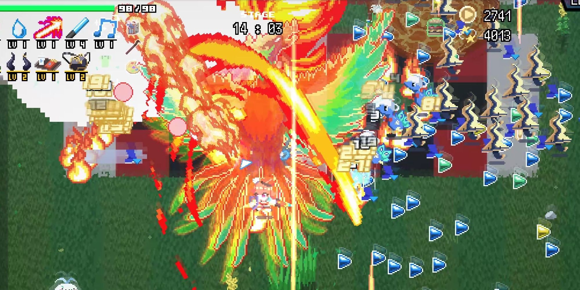 Kiara performing her special attack, which summons phoenix to blast the battlefield