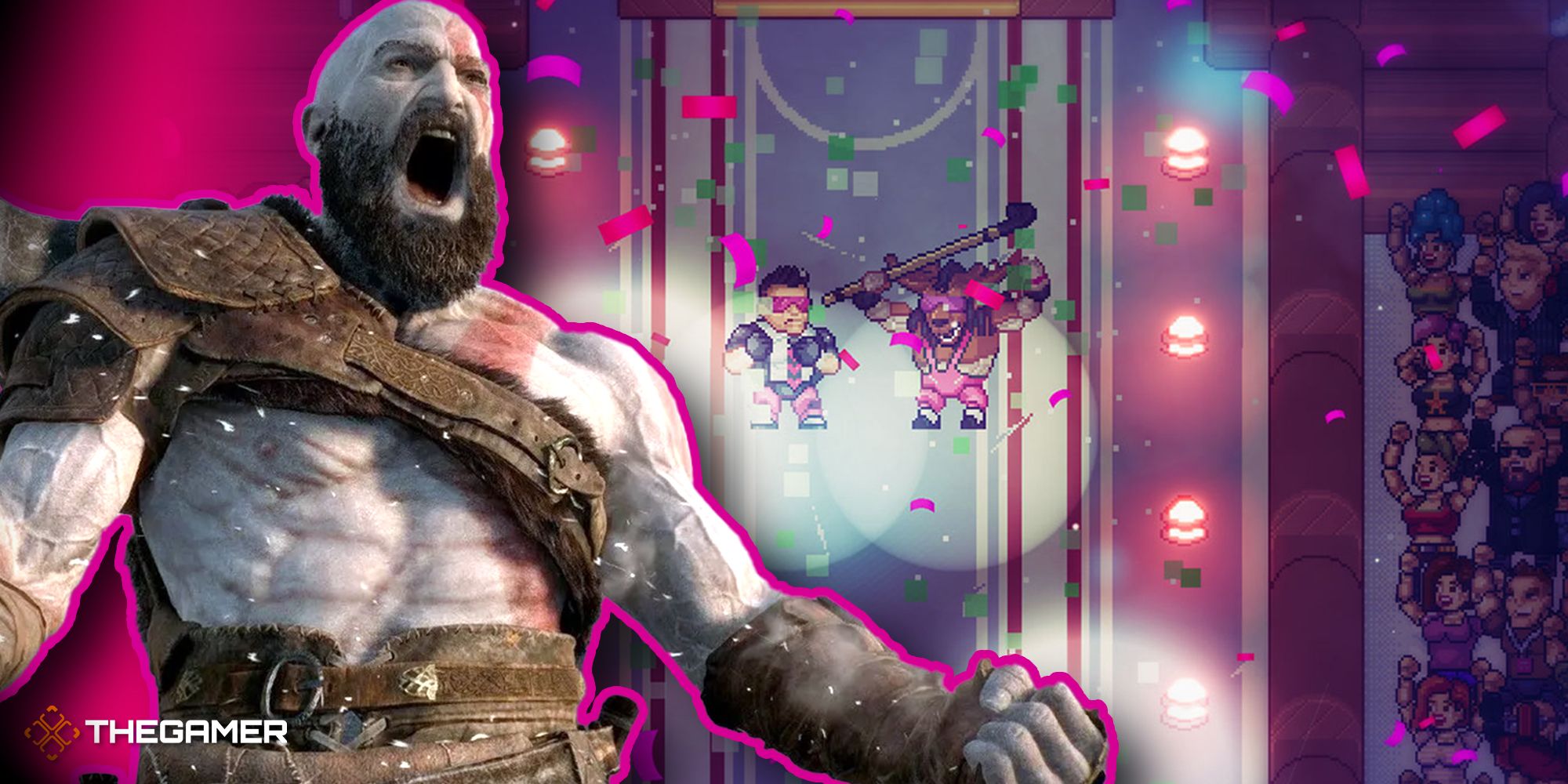 kratos yelling in front of wrestlequest