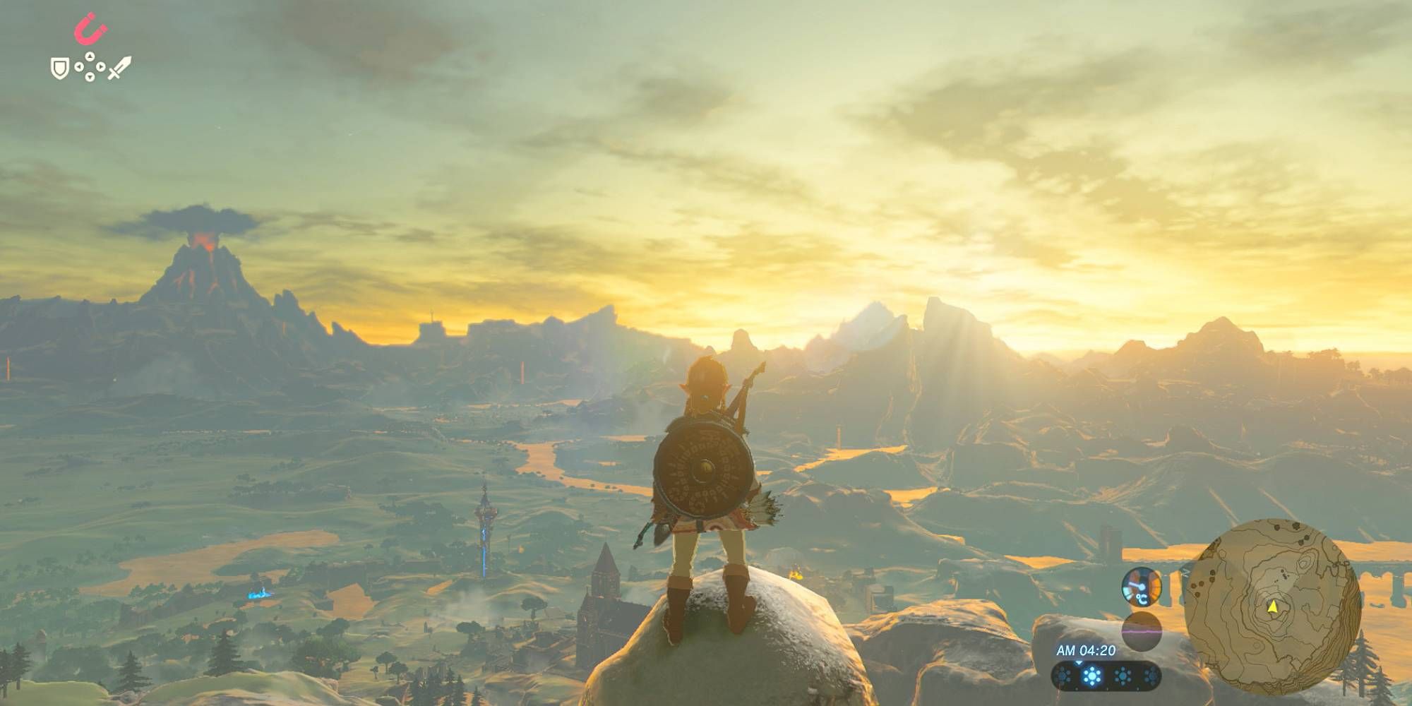 Link standing at a cliff in The Legend of Zelda Breath of The Wild.