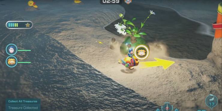 Oatchi has a fully charged rush ready, indicated by the bright yellow arrow.