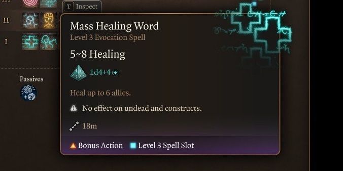 in game description of Mass Healing Word in Baldur's Gate 3