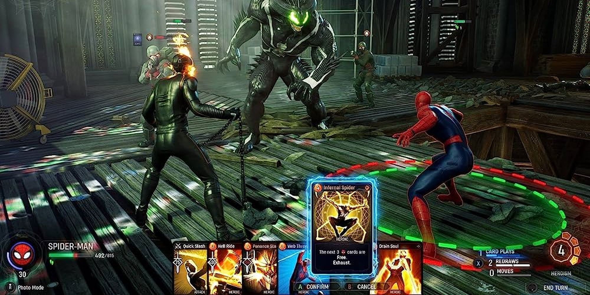 Marvels Midnight Suns: Ghost Rider And Spiderman Fighting A Demonic Venom