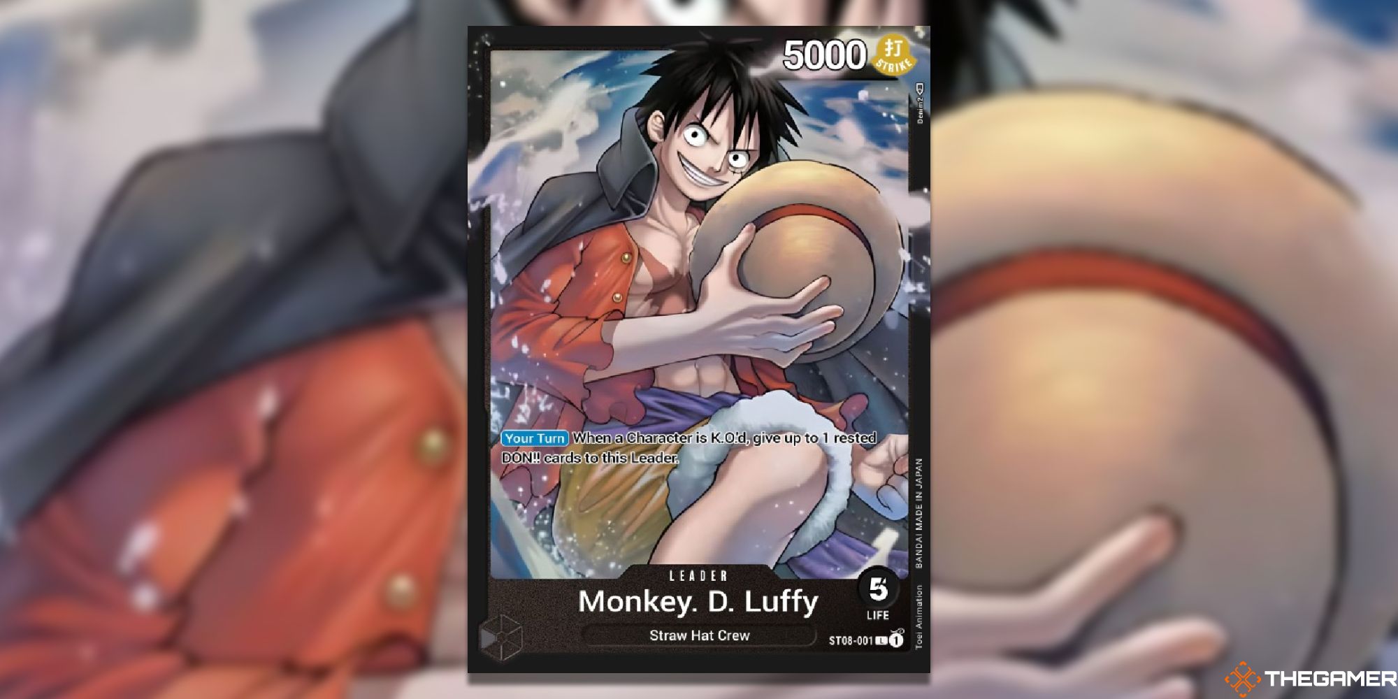 monkey. d. luffy leader card black st08 one piece card game