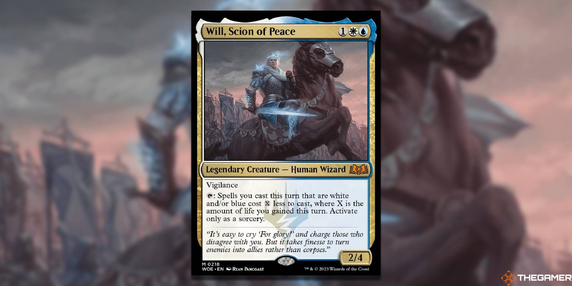 MTG Will, Scion Of Peace card and art background