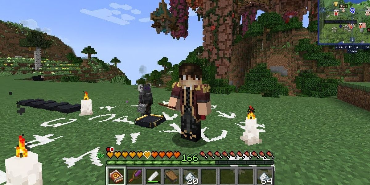 Minecraft Occultism Mod Player Standing In Runes And Candles Circle
