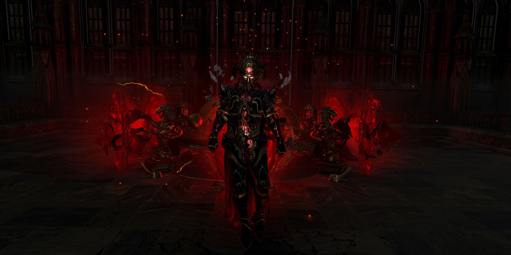 Path Of Exile Screenshot Of Monster In Armor Glowing With Creatures Behind Him Also Glowing