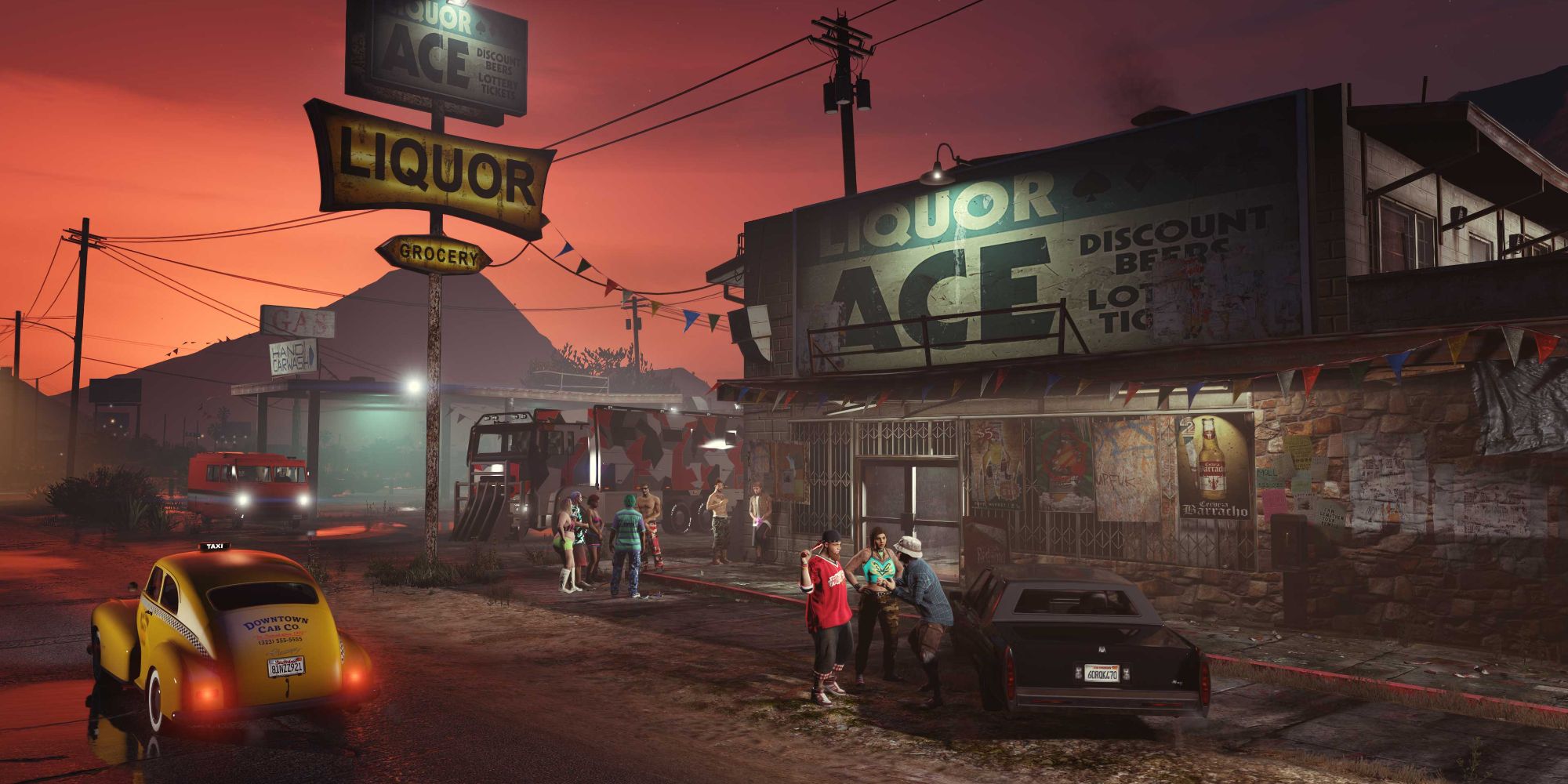 A group of NPCs inside a cinematic screenshot from GTA online 