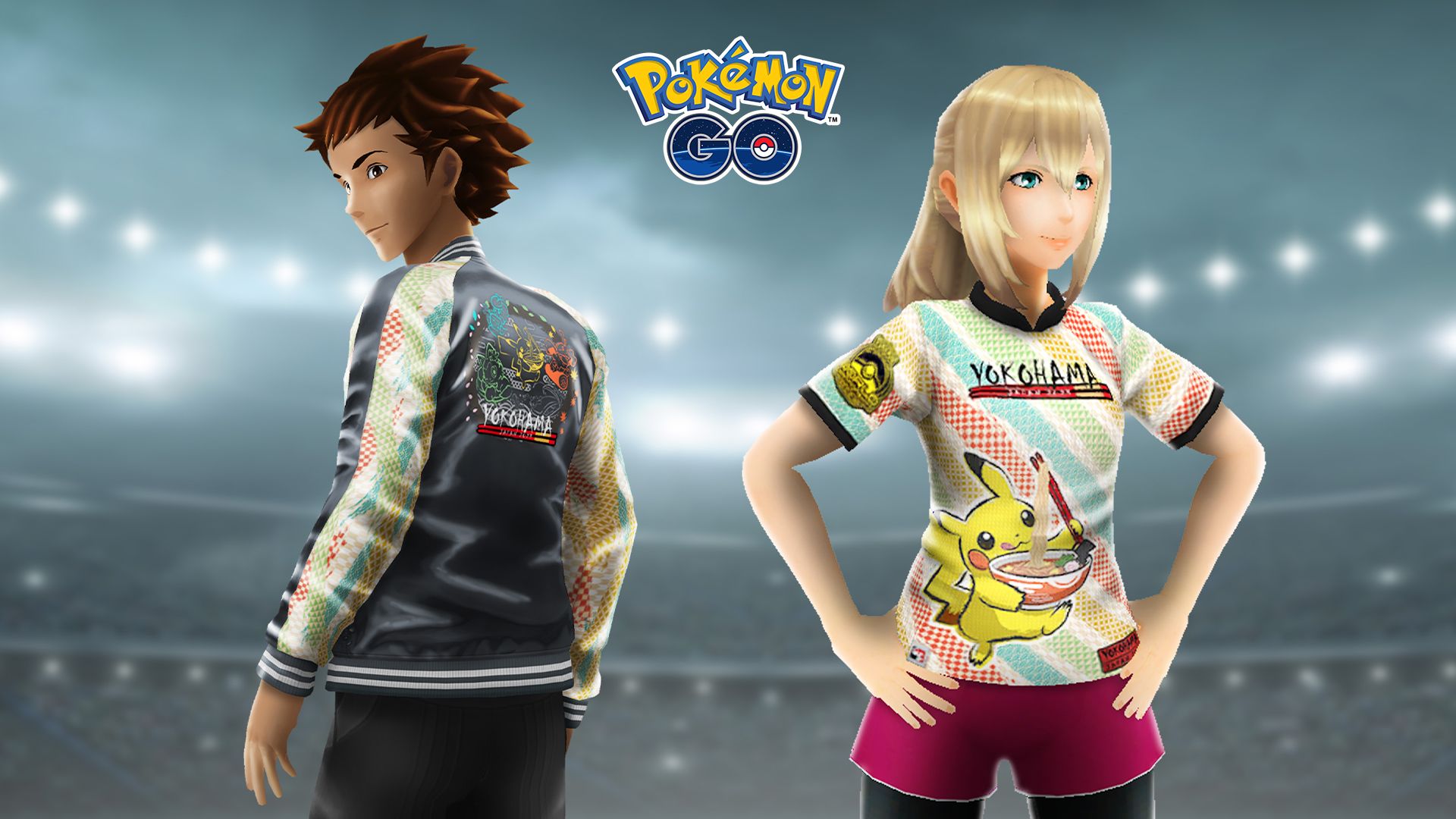 Two Pokemon Go avatars, wearing the 2023 Worlds Jersey and Jacket