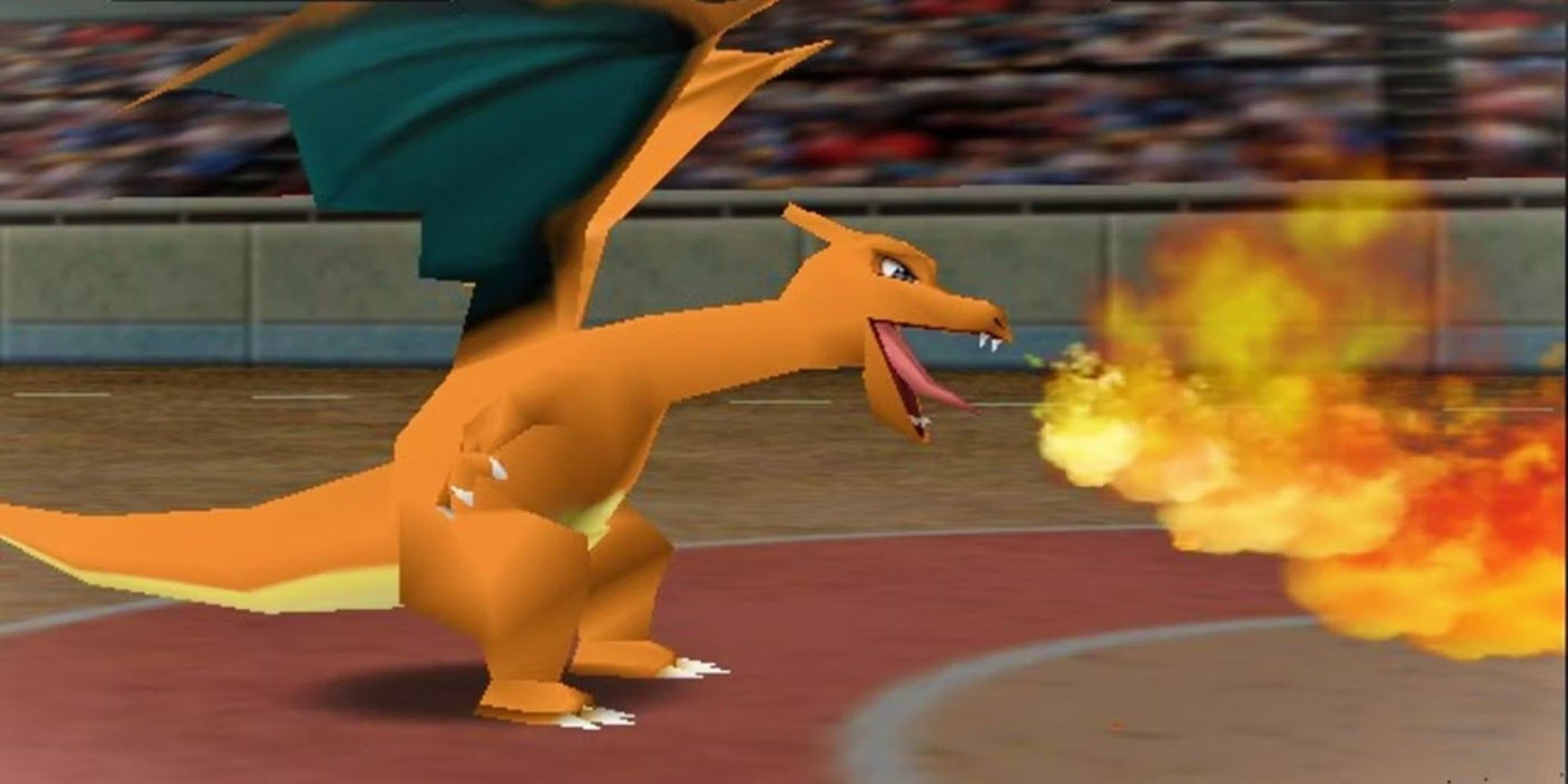 Charizard uses flamethrower during a battle