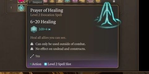 in game description of Prayer of Healing in Baldur's Gate 3