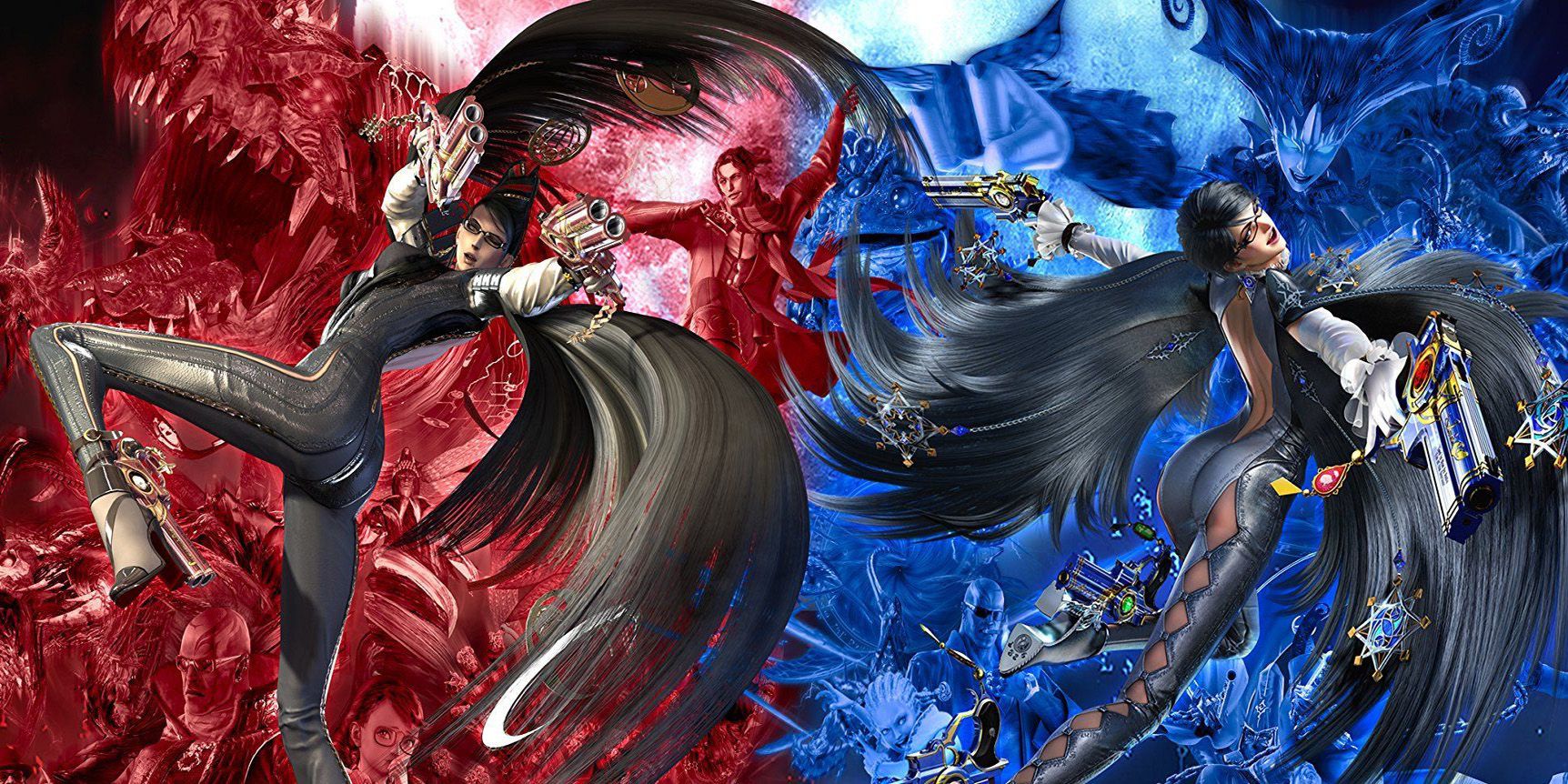  Bayonetta Non-Stop Climax Edition - Bayonetta's Designs From The First And Second Games Posing With Their Guns