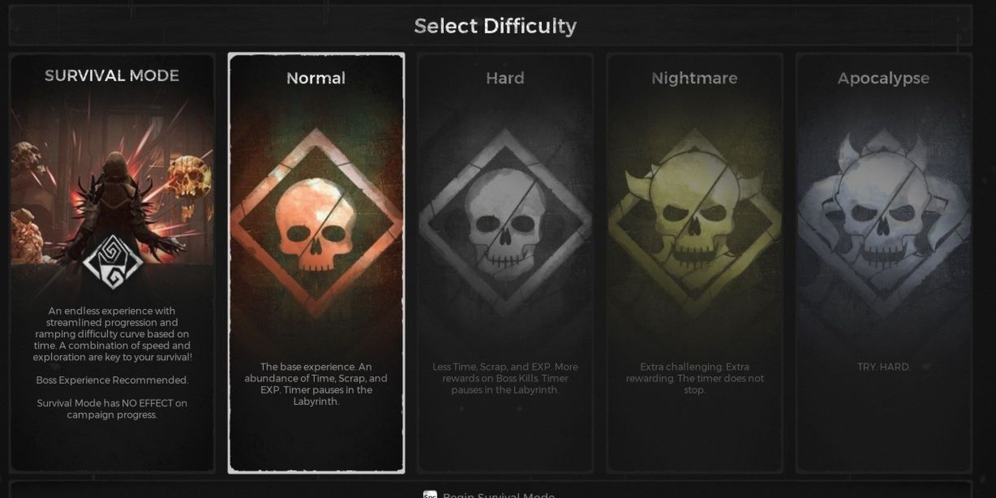 Remnant From The Ashes: The Difficulty Options And Survival Mode Menu