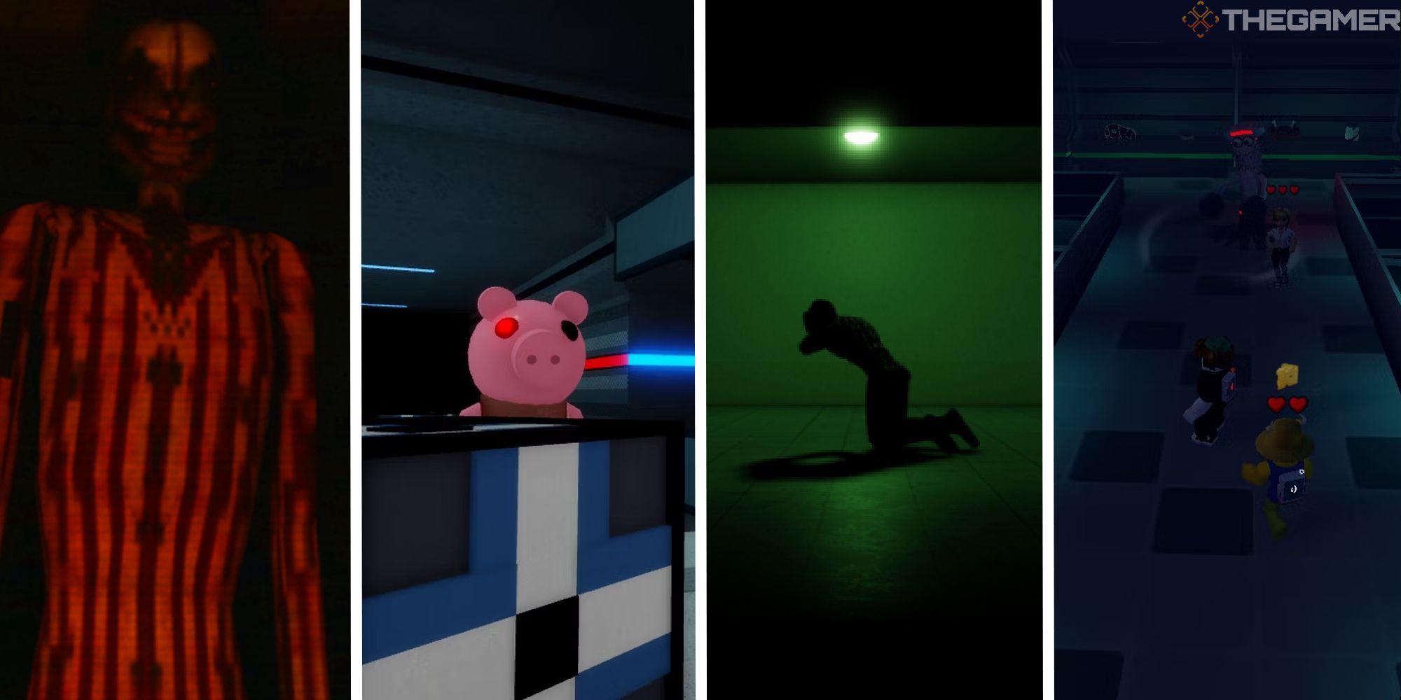 split image showing four popular horror games on roblox