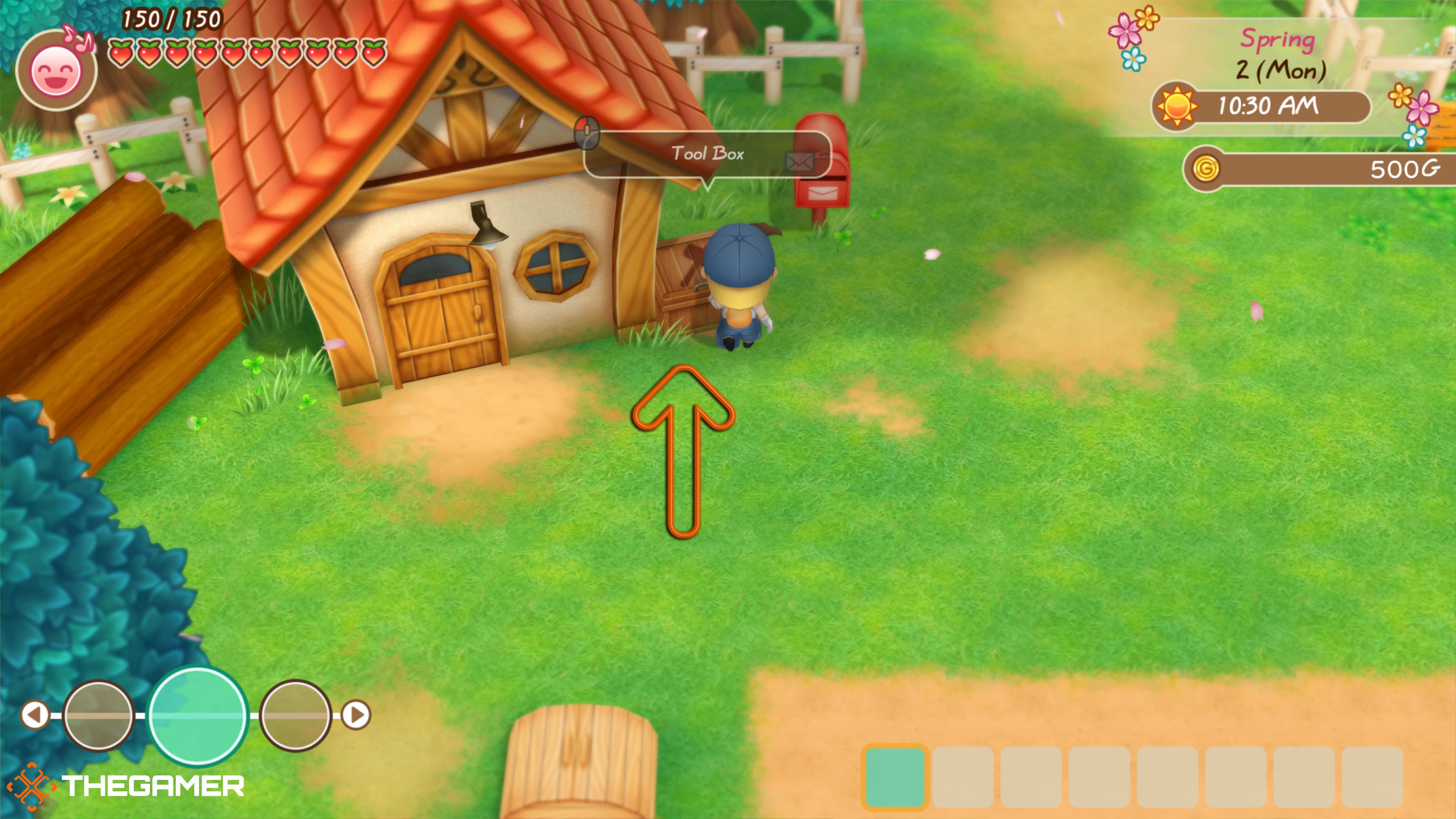Player standing next to the tool box in Story of Seasons: Friends of Mineral Town