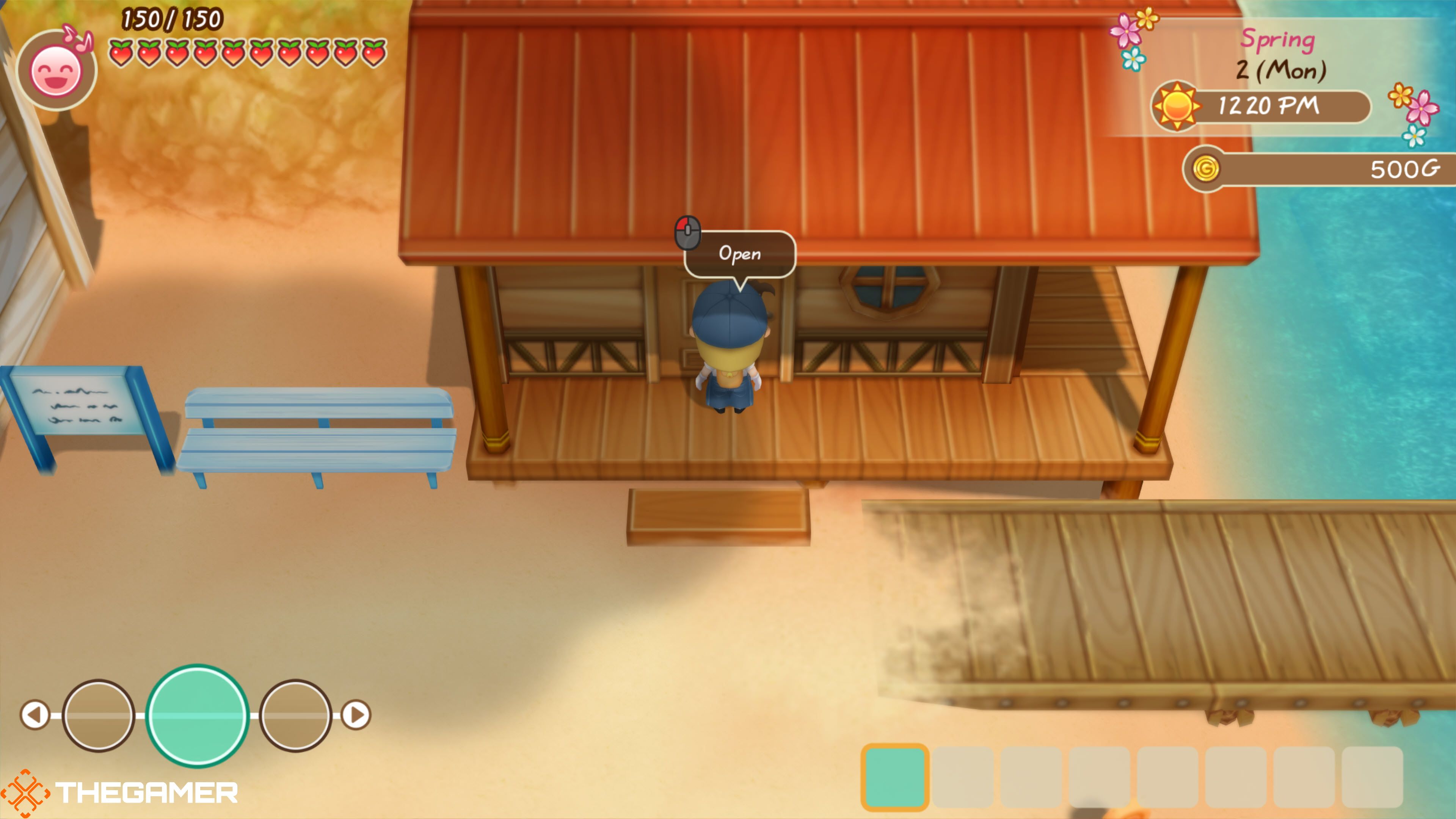 Player standing in front of Zack's hut at the beach