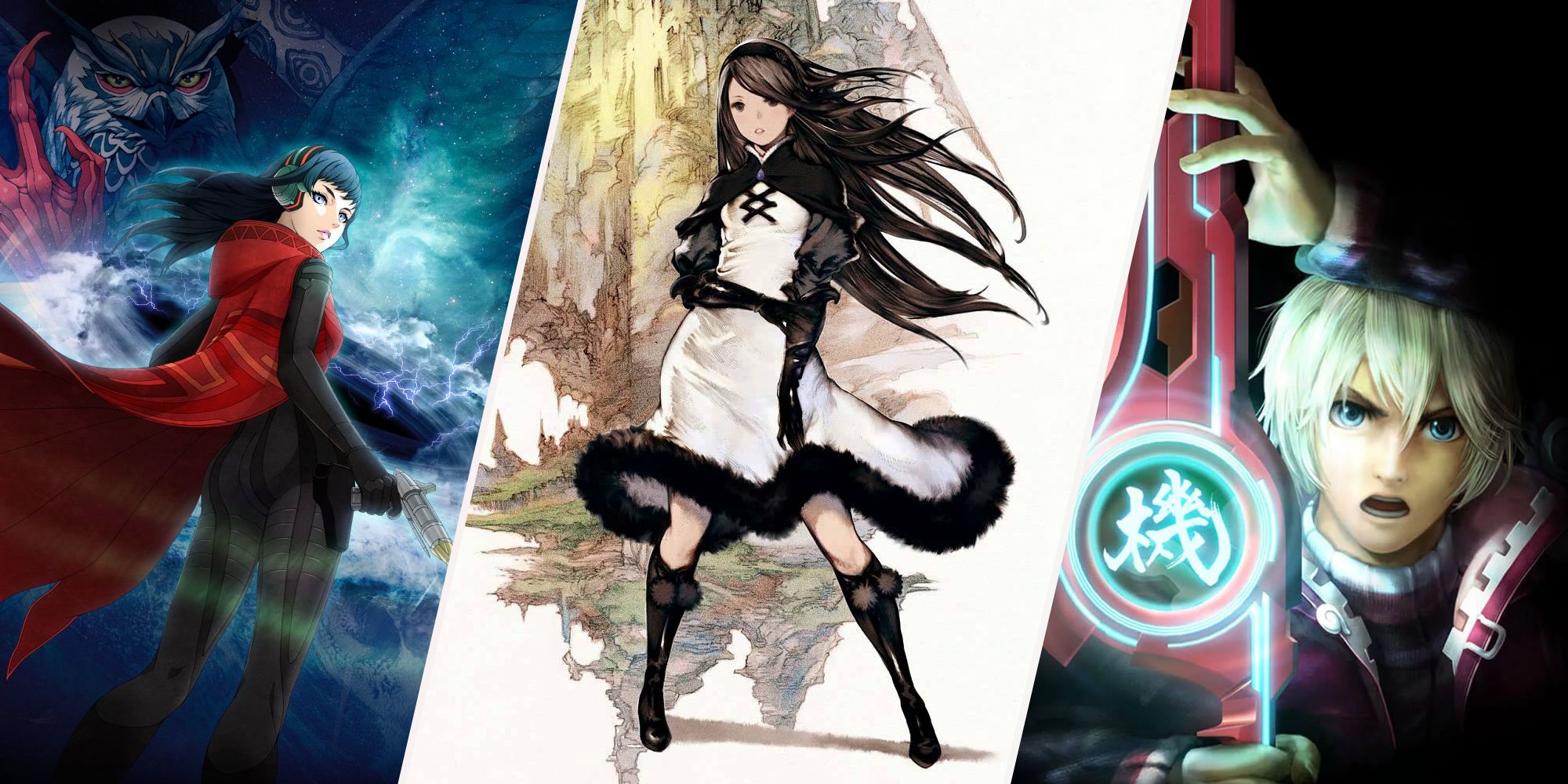 Split image of SMT Bravely Default and Xenoblade Chronicles
