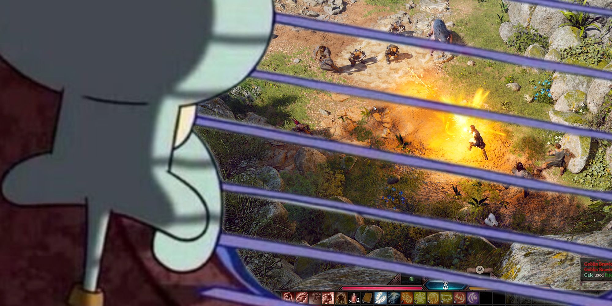 squidward looking out the window at baldur's gate 3