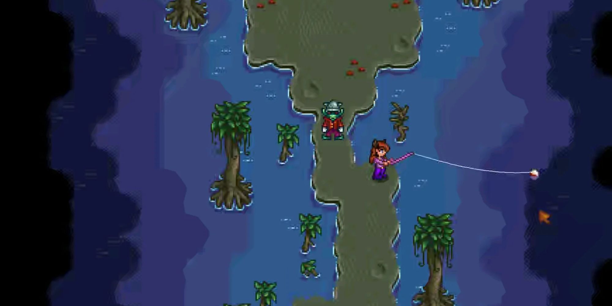 Stardew Valley player fishing in the Witch's Swamp