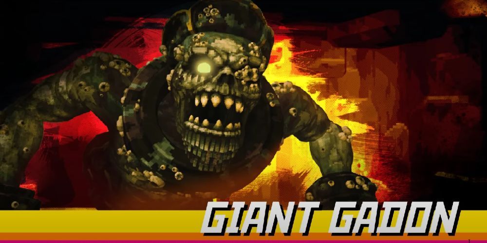 The terrifying Giant Gadon crashing through a wall