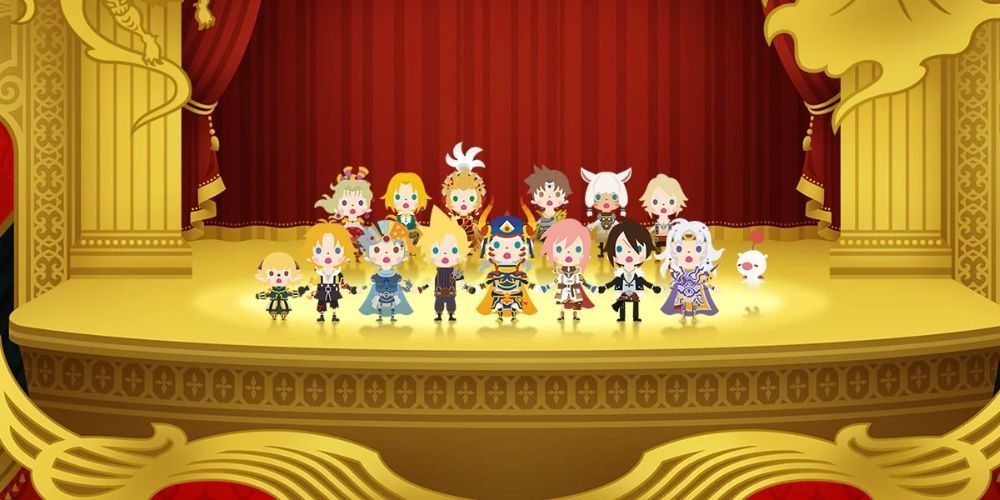 Theatrhythm Final Fantasy characters on stage