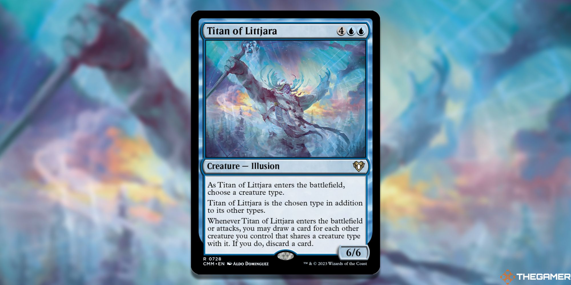 Image of the Titan of Littjara card in Magic: The Gathering, with art by Aldo Dominguez