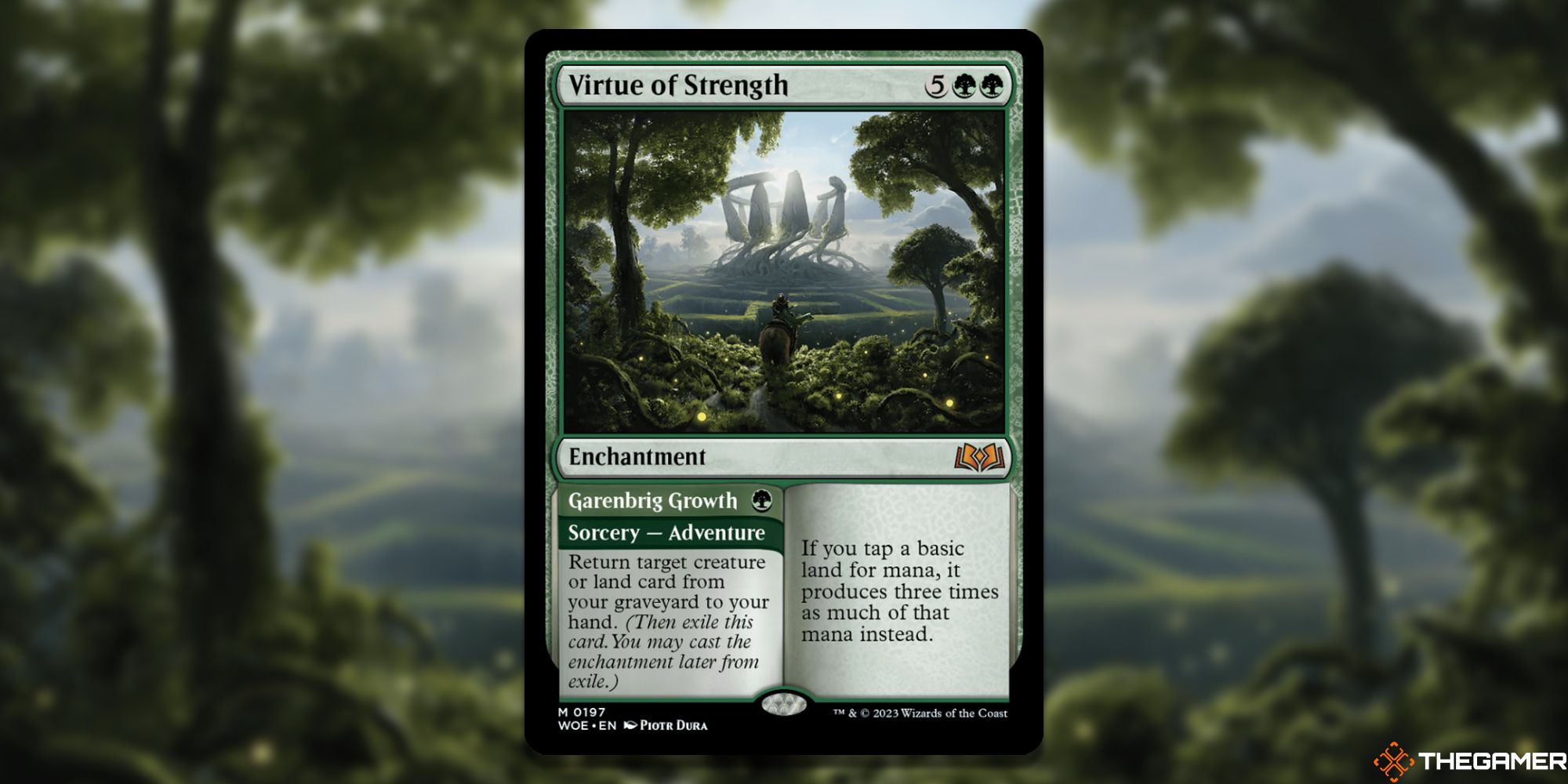 The Best Green Cards In Wilds Of Eldraine In MTG   Virtue Of Strength And Garenbrig Growth By Pitor Dura 