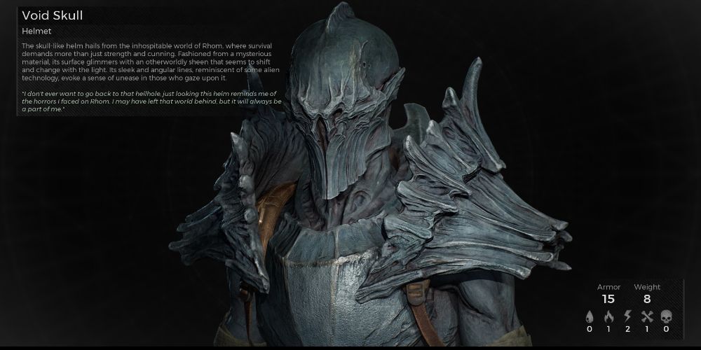 Void armor info screen
