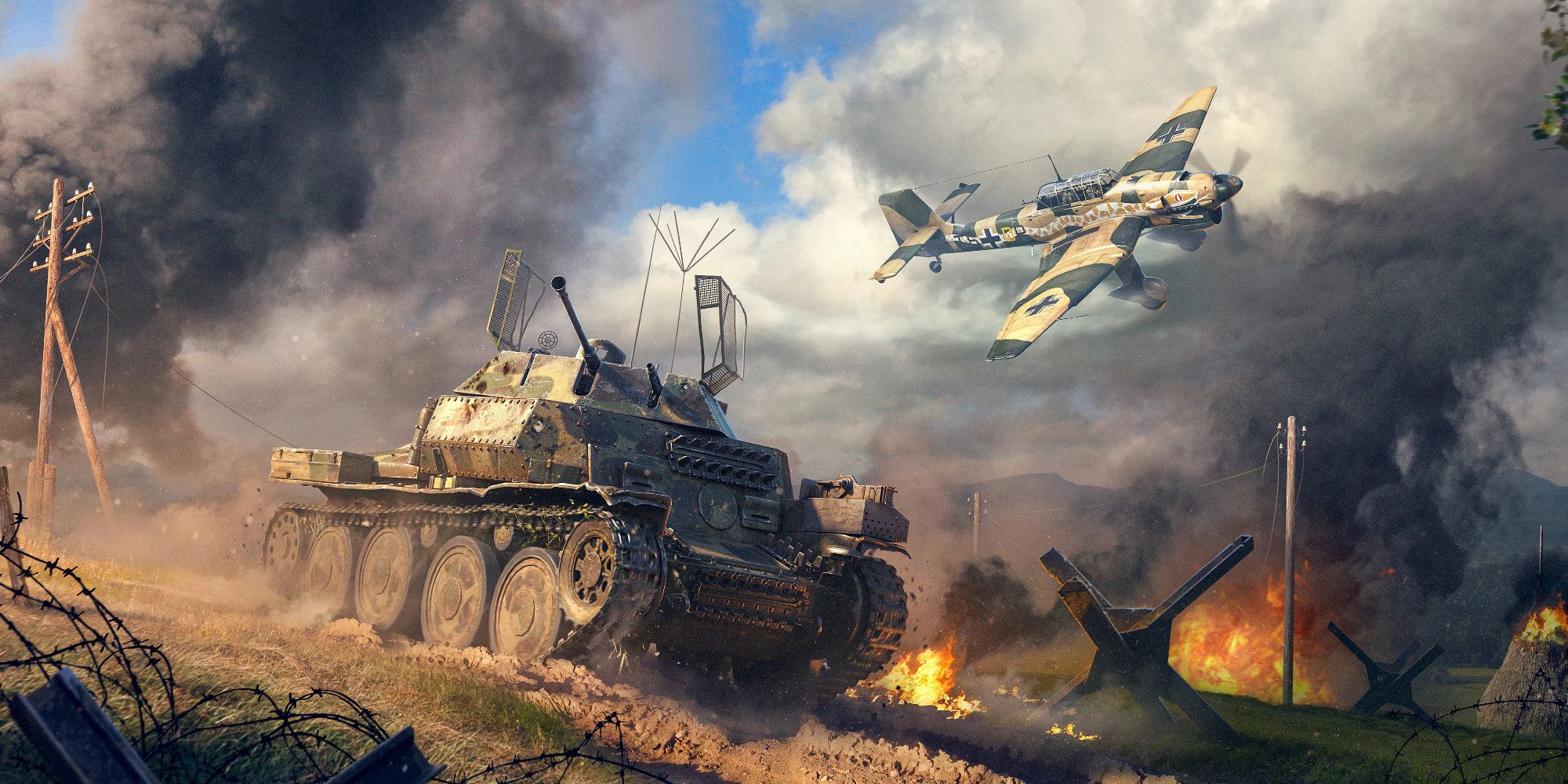 A tank and a plane in War Thunder