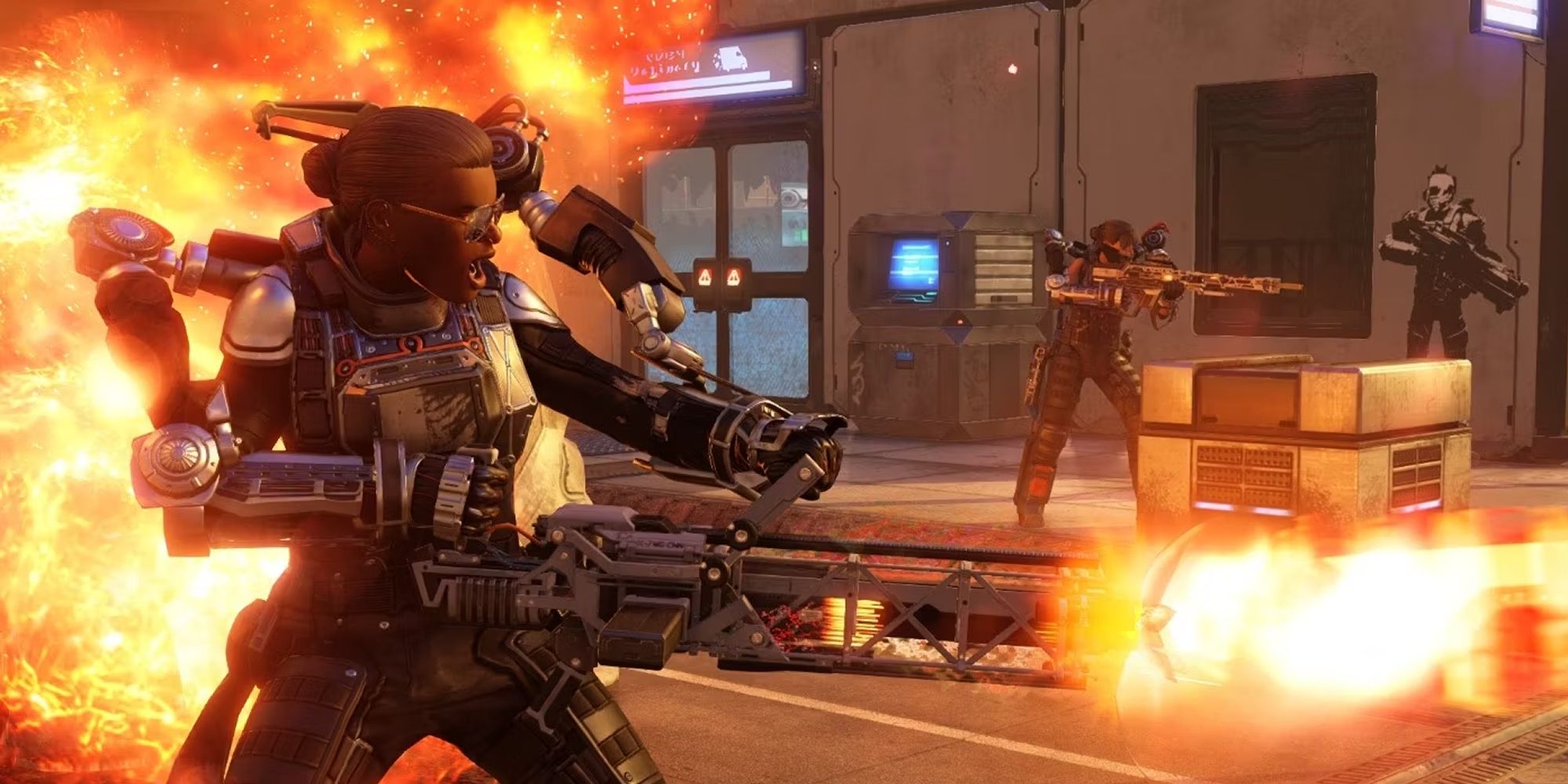 XCOM 2 A Soldier Lets Loose With A Heavy Weapon