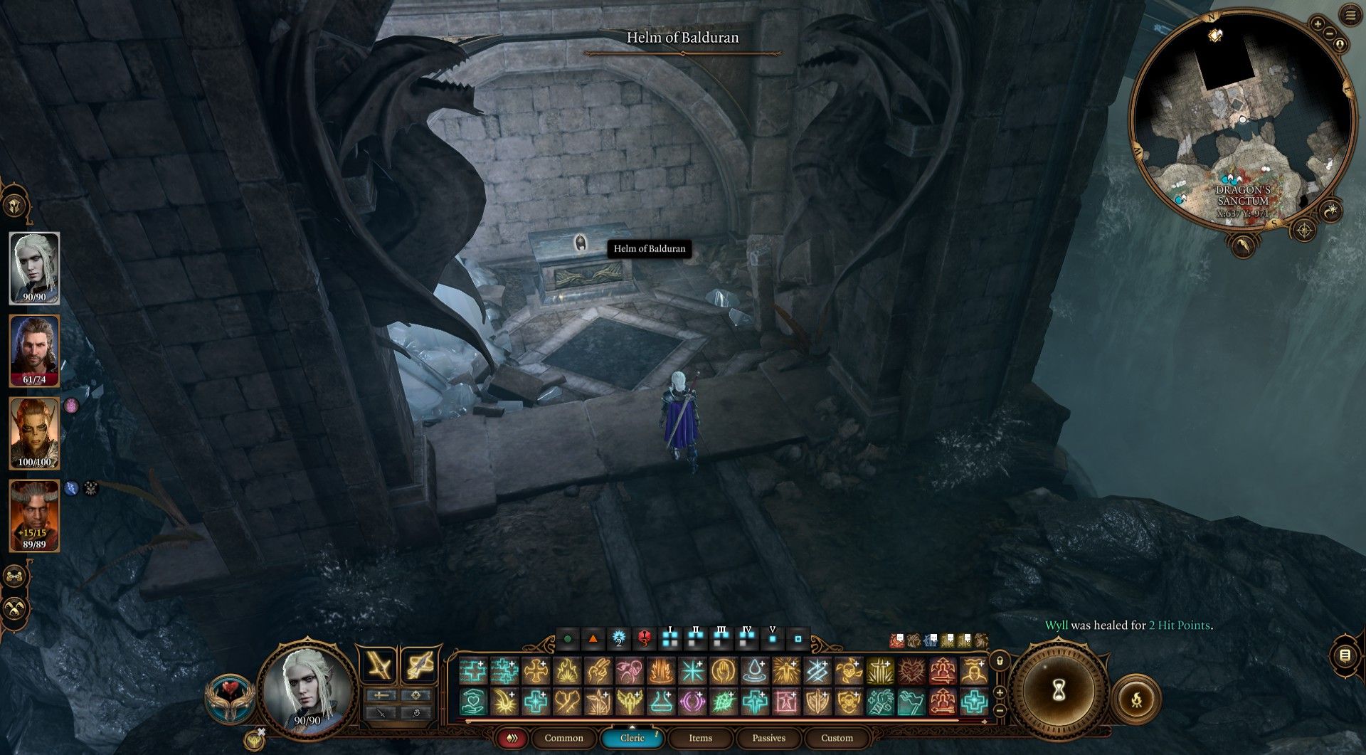 Player Finds And Highlights Helm Of Balduran On Altar In Dragon's Sanctum In Baldur's Gate 3
