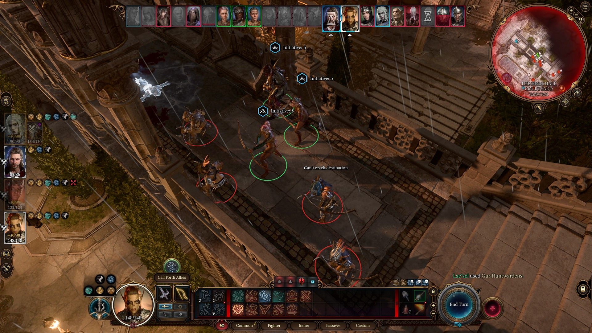 Lae'zel Summons Gur Huntwardens On Wall Behind Goblin Trackers In Baldur's Gate 3