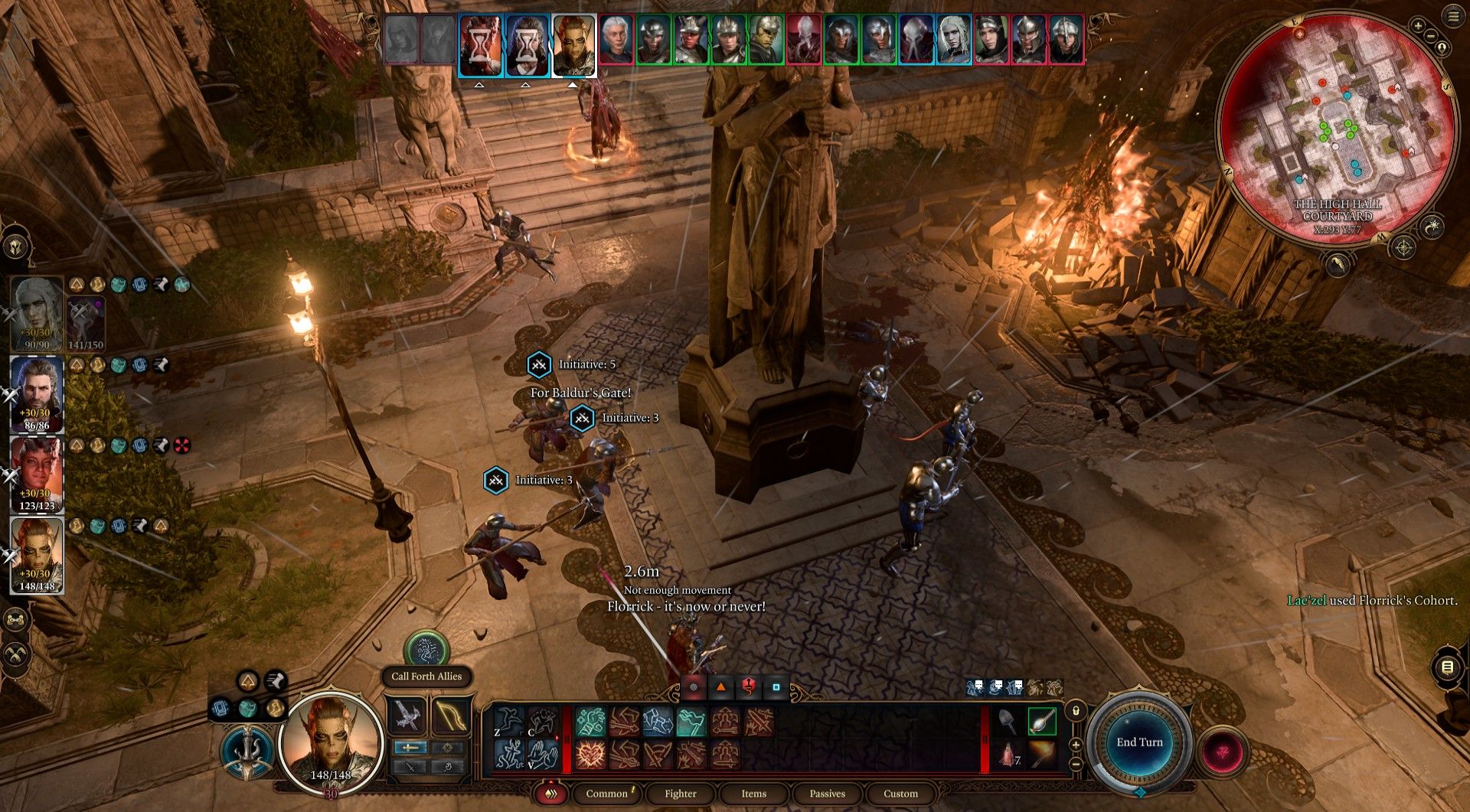 Lae'zel Summons Florrick's Cohort Beside The Watch Summon In High Hall Courtyard In Baldur's Gate 3