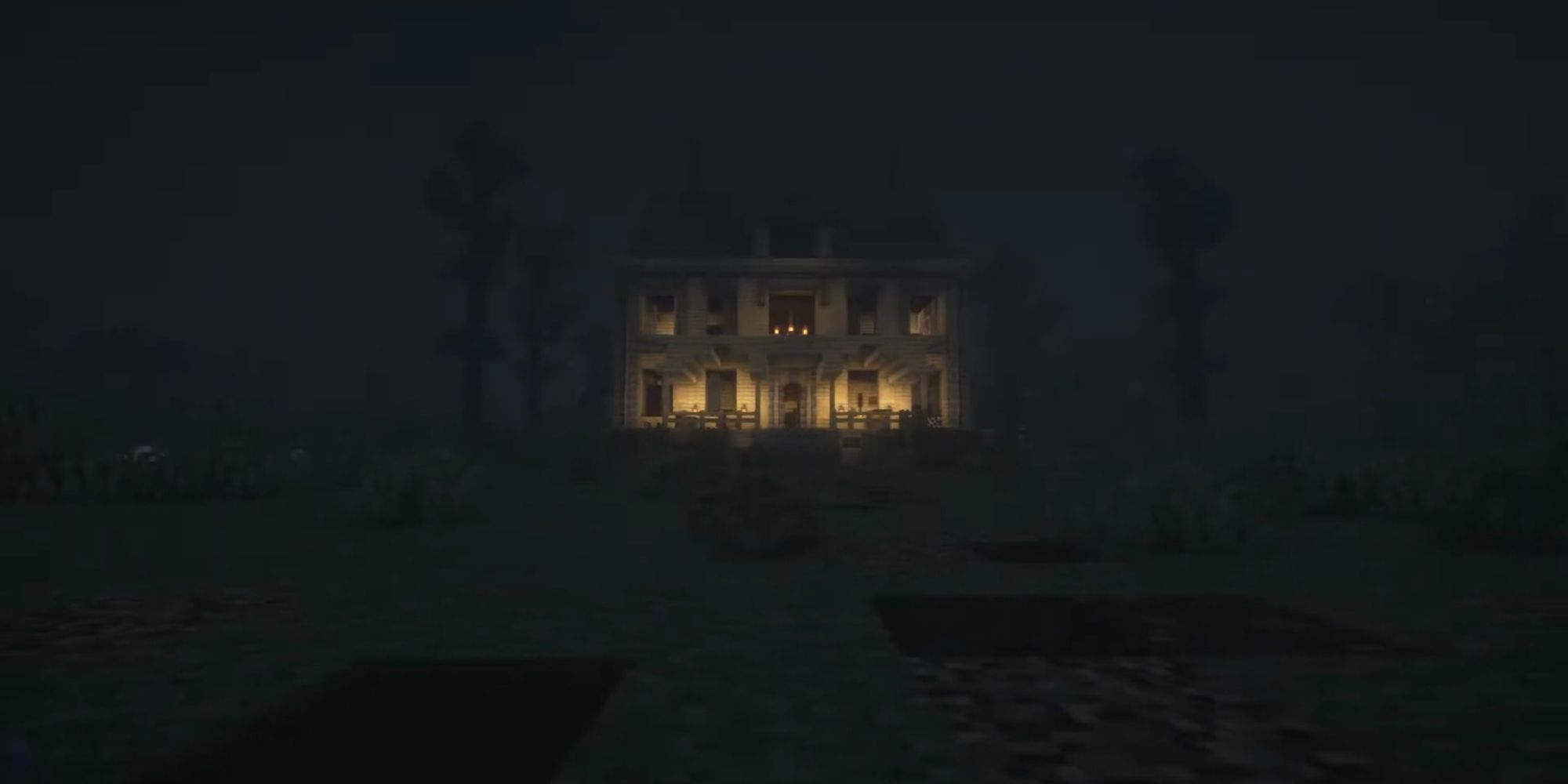 An image from Minecraft of the Conjuring House, the house that was the main setting of the horror film The Conjuring.