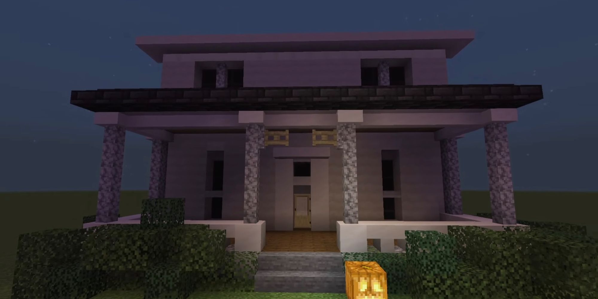 An image from Minecraft of Michael Myers’ house, from the popular horror franchise Halloween.