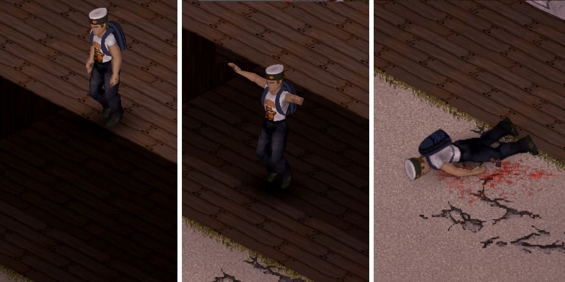 A Character Falls to His Death in Project  Zomboid