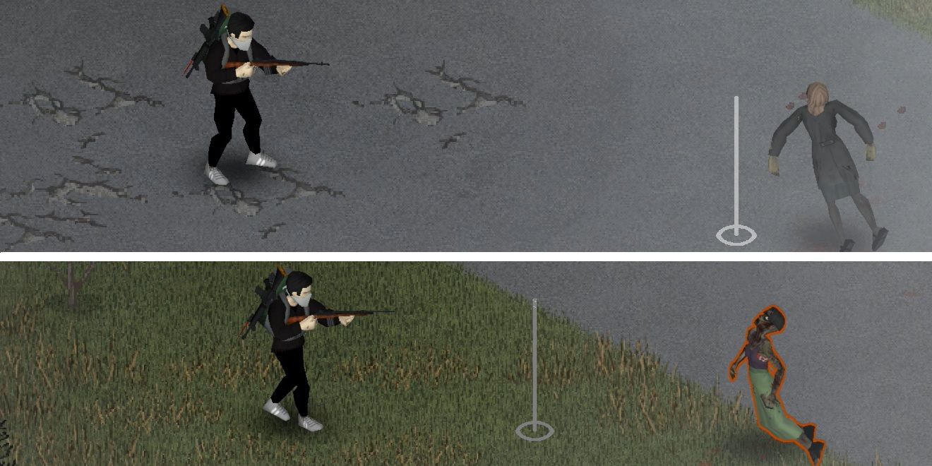 A Survivor Takes Out Zombies With a M14 Rifle In Project Zomboid