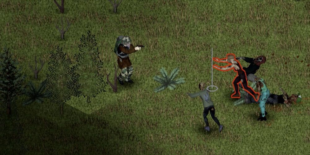A Survivor Takes Out Zombies With a M1911 Pistol In Project Zomboid