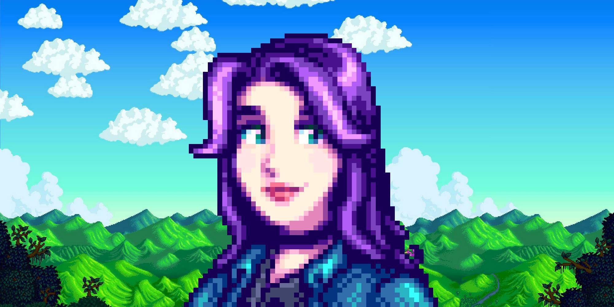 abigail on the stardew valley title background marriage