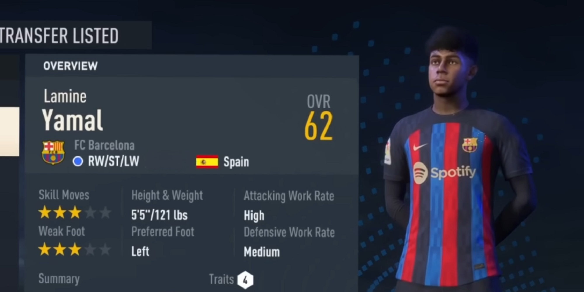 An Image Of Lamine Yamal In Fifa 23 